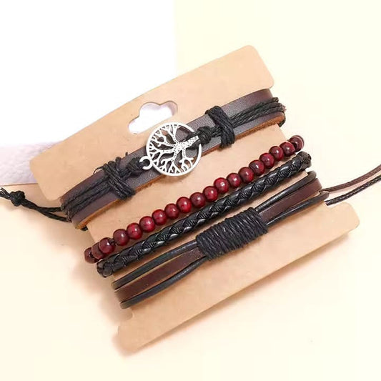 Pack of 4 Multirope Traditional Leather Bracelets