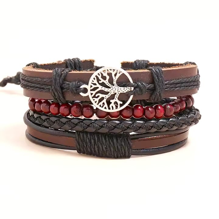 Pack of 4 Multirope Traditional Leather Bracelets