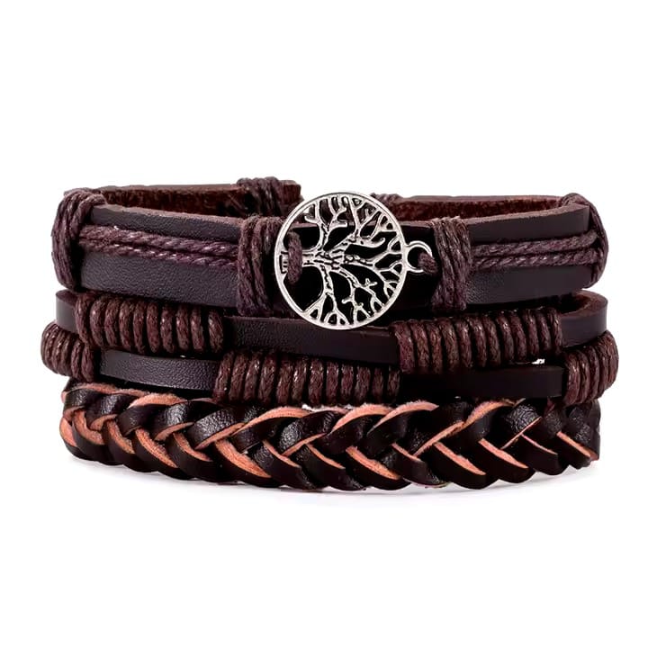 Pack of 4 Multirope Traditional Leather Bracelets